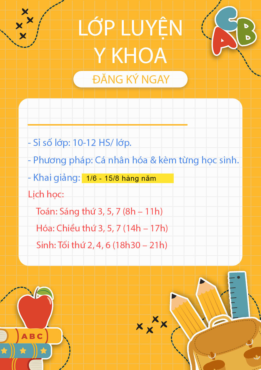 KHÓA HÈ CẤP TỐC: (Chương trình luyện thi chuẩn bị sớm Y Đa Khoa – dành cho HS lớp 10 & 11):