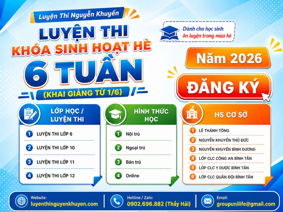 Luyện thi khóa sinh hoạt hè
