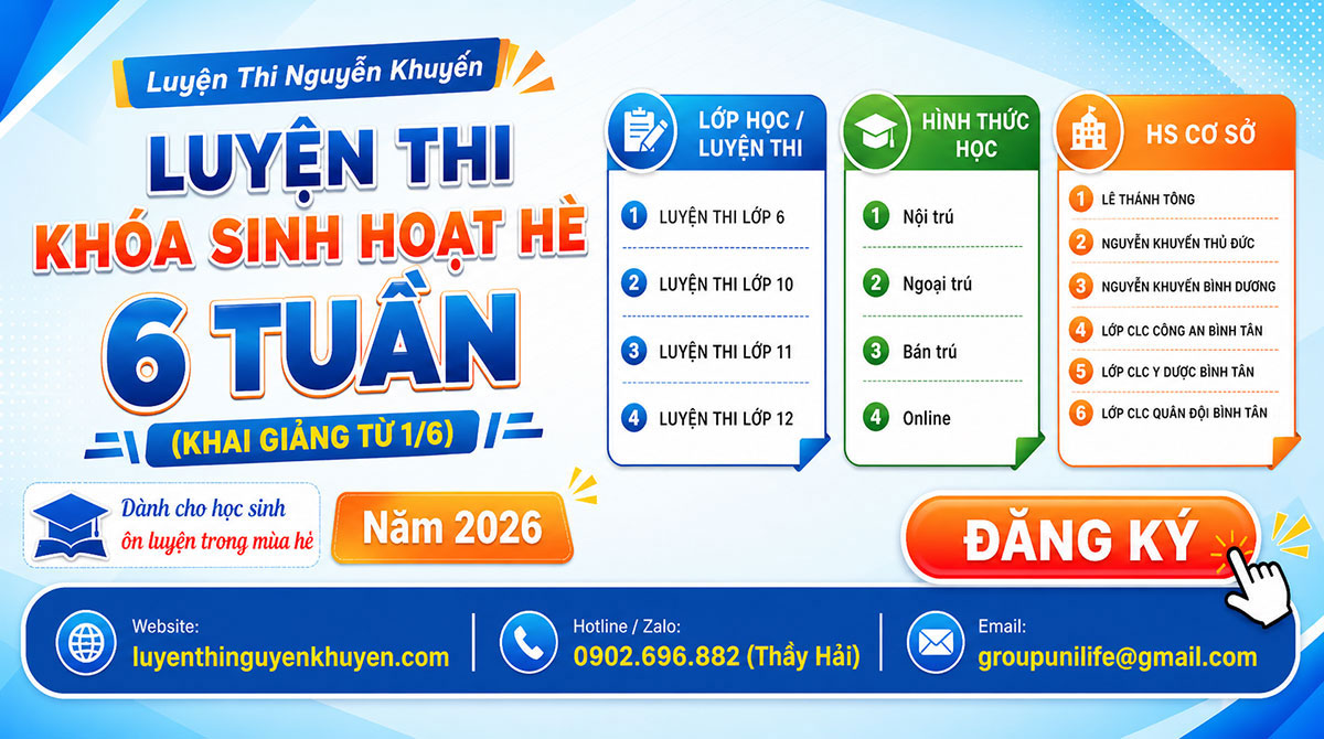 Luyện thi khóa sinh hoạt hè